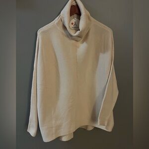 Anrabess ribbed knit pullover Sweater Oversize Cream turtleneck long sleeve
